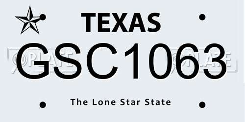 GSC1063 Texas License Plate