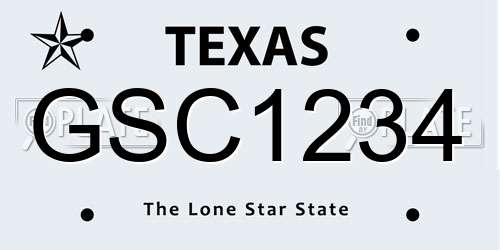 GSC1234 Texas License Plate