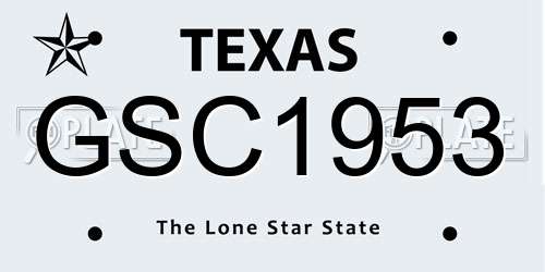 GSC1953 Texas License Plate