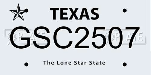 GSC2507 Texas License Plate