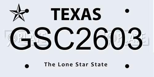 GSC2603 Texas License Plate