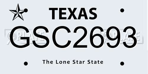 GSC2693 Texas License Plate