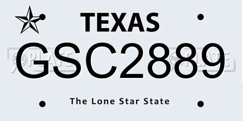 GSC2889 Texas License Plate
