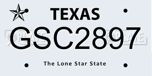 GSC2897 Texas License Plate