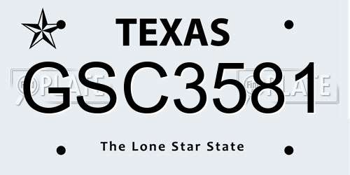 GSC3581 Texas License Plate