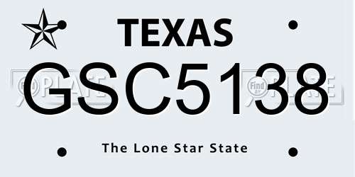 GSC5138 Texas License Plate