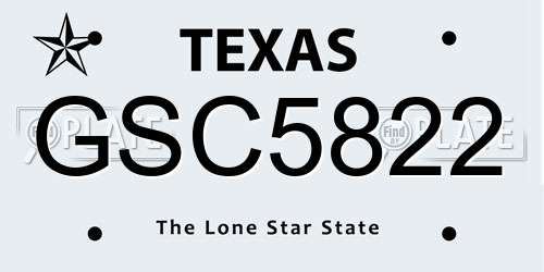 GSC5822 Texas License Plate