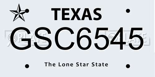 GSC6545 Texas License Plate