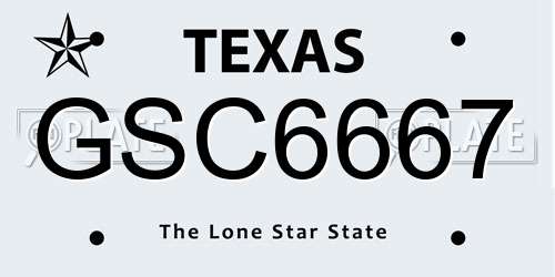 GSC6667 Texas License Plate
