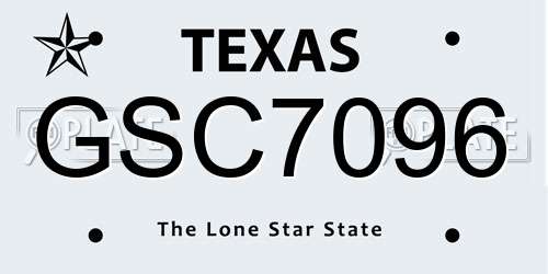GSC7096 Texas License Plate
