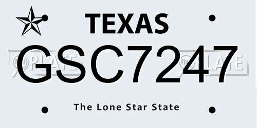 GSC7247 Texas License Plate