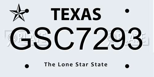 GSC7293 Texas License Plate