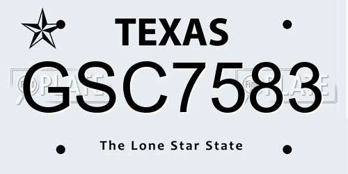 GSC7583 Texas License Plate