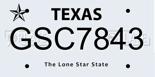 GSC7843 Texas License Plate