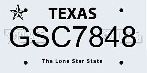 GSC7848 Texas License Plate