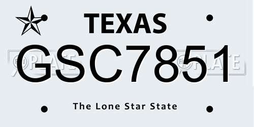 GSC7851 Texas License Plate