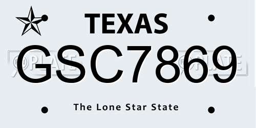 GSC7869 Texas License Plate
