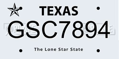GSC7894 Texas License Plate