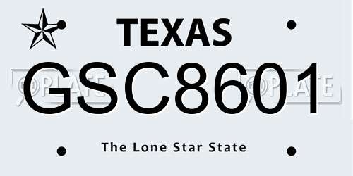 GSC8601 Texas License Plate