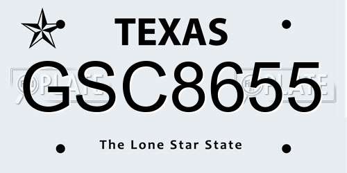 GSC8655 Texas License Plate