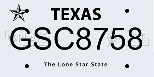 GSC8758 Texas License Plate