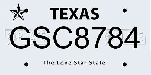 GSC8784 Texas License Plate