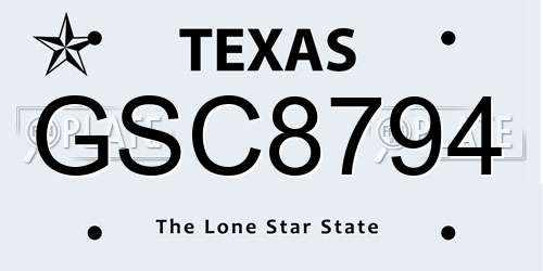 GSC8794 Texas License Plate