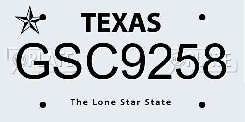 GSC9258 Texas License Plate