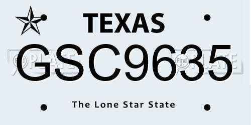 GSC9635 Texas License Plate