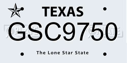 GSC9750 Texas License Plate