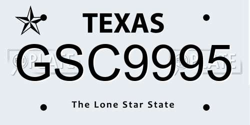 GSC9995 Texas License Plate