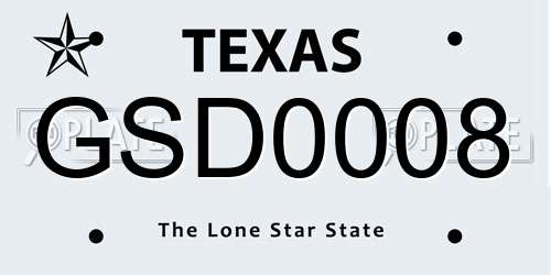 GSD0008 Texas License Plate