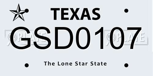 GSD0107 Texas License Plate