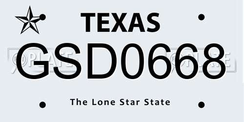 GSD0668 Texas License Plate