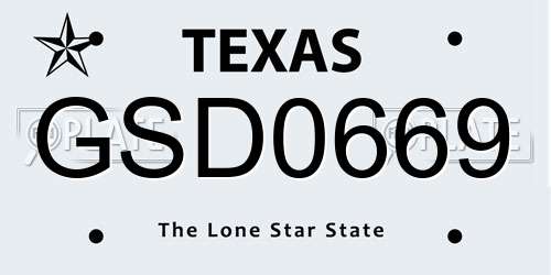 GSD0669 Texas License Plate