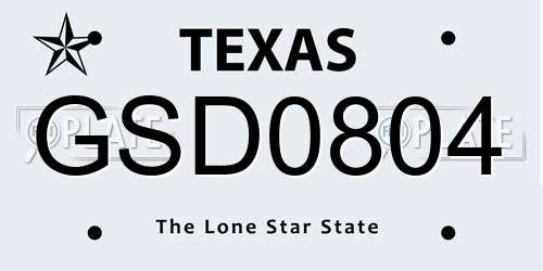 GSD0804 Texas License Plate
