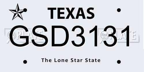 GSD3131 Texas License Plate