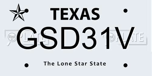 GSD31V Texas License Plate