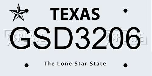 GSD3206 Texas License Plate