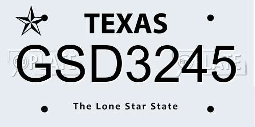 GSD3245 Texas License Plate