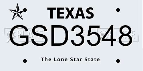 GSD3548 Texas License Plate
