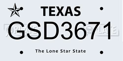 GSD3671 Texas License Plate