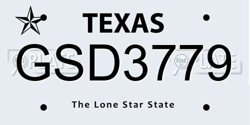 GSD3779 Texas License Plate