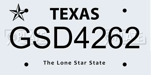GSD4262 Texas License Plate