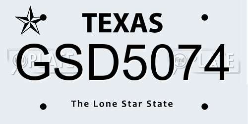 GSD5074 Texas License Plate