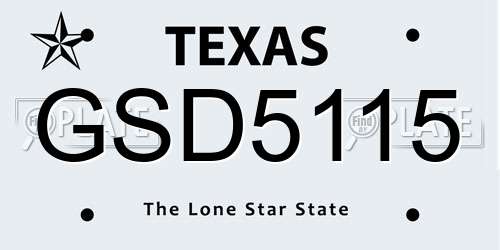 GSD5115 Texas License Plate