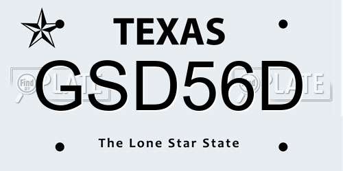 GSD56D Texas License Plate