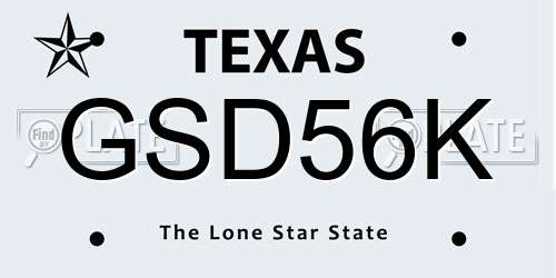 GSD56K Texas License Plate