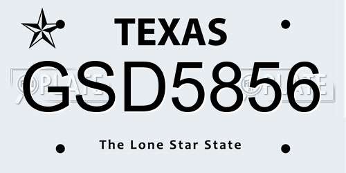 GSD5856 Texas License Plate