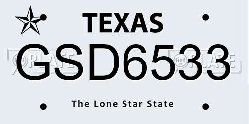 GSD6533 Texas License Plate